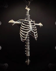 Dark Gothic Rib Cross Necklace