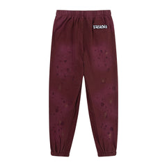 RRR123 Rivington 123 Gold Print Burgundy Splash‑Dye Jogger Pants