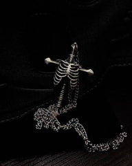 Dark Gothic Rib Cross Necklace