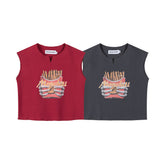 Notch Neck Skeleton French Fries Graphic Cropped Tank