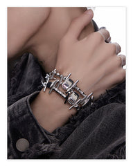 Futuristic Heavy Craft Unisex Punk Titanium Steel Bracelet
