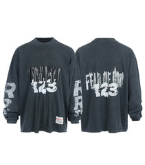RRR123 Fear Of God Distressed Graphic Oversized Long‑Sleeve Tee