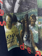 Play Hollywood Love Speed Death Sex Collage Print Distressed Cropped Tee