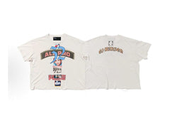Play Hollywood OJ‑MANSON 32 ALL‑PRO Portrait Print Distressed Cropped Tee
