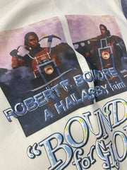 Play Hollywood Bound For Glory Biker Print Distressed Cropped Tee
