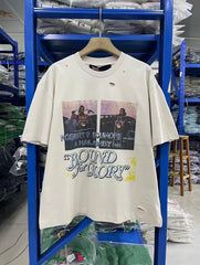 Play Hollywood Bound For Glory Biker Print Distressed Cropped Tee