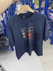 Play Hollywood Blaming Youth Collage Print Distressed Cropped Tee