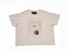 Play Hollywood Anxiety Has Many Faces Graphic Distressed Cropped Tee