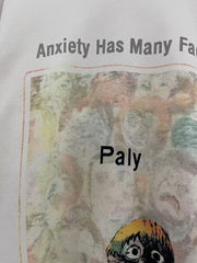 Play Hollywood Anxiety Has Many Faces Graphic Distressed Cropped Tee