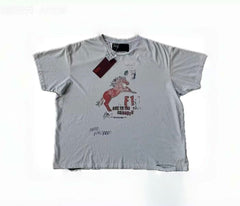 Play Hollywood F1 Horse Doodle Print Distressed Cropped Tee