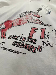 Play Hollywood F1 Horse Doodle Print Distressed Cropped Tee