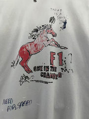 Play Hollywood F1 Horse Doodle Print Distressed Cropped Tee