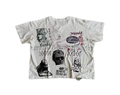 Play Hollywood Scorpio Rising Collage Print Distressed Cropped Tee