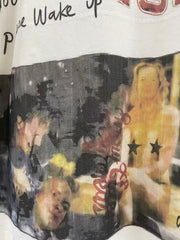 Play Hollywood Hand‑Doodle Portrait Collage Print Distressed Cropped Tee