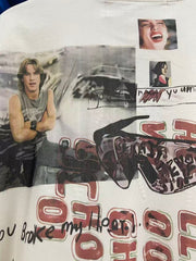 Play Hollywood Hand‑Doodle Portrait Collage Print Distressed Cropped Tee