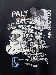 Play Hollywood Paly Cry For Me Skull Collage Print Distressed Cropped Tee