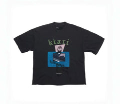Play Hollywood Kiari Offset Geometric Skull Print Distressed Cropped Tee