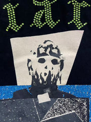 Play Hollywood Kiari Offset Geometric Skull Print Distressed Cropped Tee