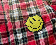 Street Ace False Perception Smiley Face Red Plaid Shirt