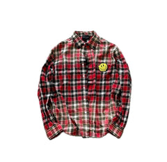 Street Ace False Perception Smiley Face Red Plaid Shirt