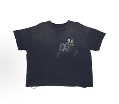Play Hollywood Drugstore Cowboy Double‑Sided Print Distressed Cropped Tee