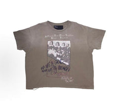 Play Hollywood Family Prays Photo‑Graffiti Print Distressed Cropped Tee