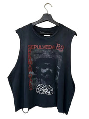 Play Hollywood Sepulveda Print Distressed Cut‑Off Tank Top