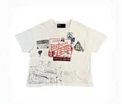 Play‑Hollywood Double‑Sided Collage Print Distressed Tee