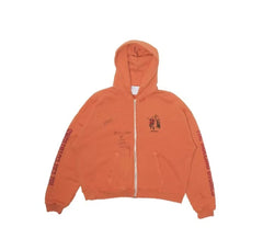 Paly Hollywood Vintage Washed‑Orange Zip‑Up Hoodie