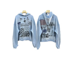 Play Hollywood Doodle Graffiti Double‑Sided Distressed Hoodie