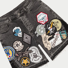 Patchwork Denim Shorts V2 (Grey)