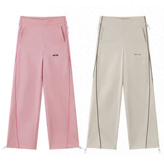 Contrast Stitch Drawstring Wide Leg Pants