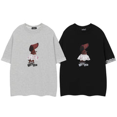 Ballet Dachshund Print Lace Cuff Tee