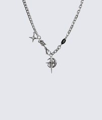Silver Star Chain Necklace Punk Style Accessory