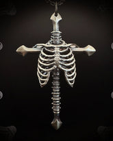 Dark Gothic Rib Cross Necklace