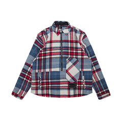 Street Ace Plaid Patchwork Half‑Zip Collared Jacket