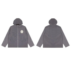 Saint Vanity Nylon Long Sleeve Zip Up Hoodie Grey