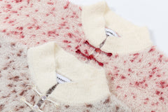 Gradient Forest Pattern Frog Button Fuzzy Knit Sweater
