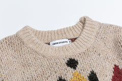 Vintage Argyle Geo Jacquard Knit Sweater