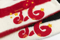 Fuzzy Stripe Snake Graphic Knit Sweater