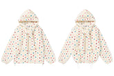 Multicolor Polka Dot Zip‑Up Hooded Jacket Bow Ties