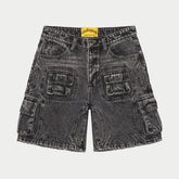 Octagon Cargo Denim Shorts (Grey Wash)