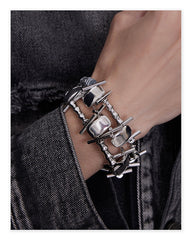 Futuristic Heavy Craft Unisex Punk Titanium Steel Bracelet