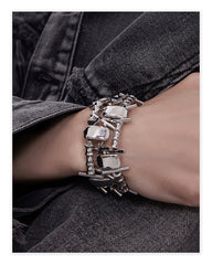 Futuristic Heavy Craft Unisex Punk Titanium Steel Bracelet