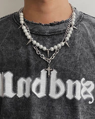 Hip-Hop Pearl Spike Necklace