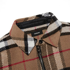 Street Ace Plaid Patchwork Half‑Zip Collared Jacket