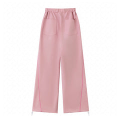 Contrast Stitch Drawstring Wide Leg Pants