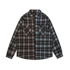 Street Ace WE11DONE Split Color Plaid Long‑Sleeve Shirt