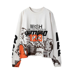 RRR123 Wish Dangerously Comic Cropped Long‑Sleeve Tee