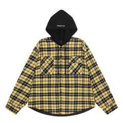 Street Ace Hooded Plaid Flannel Shirt Jacket 2‑Color Options